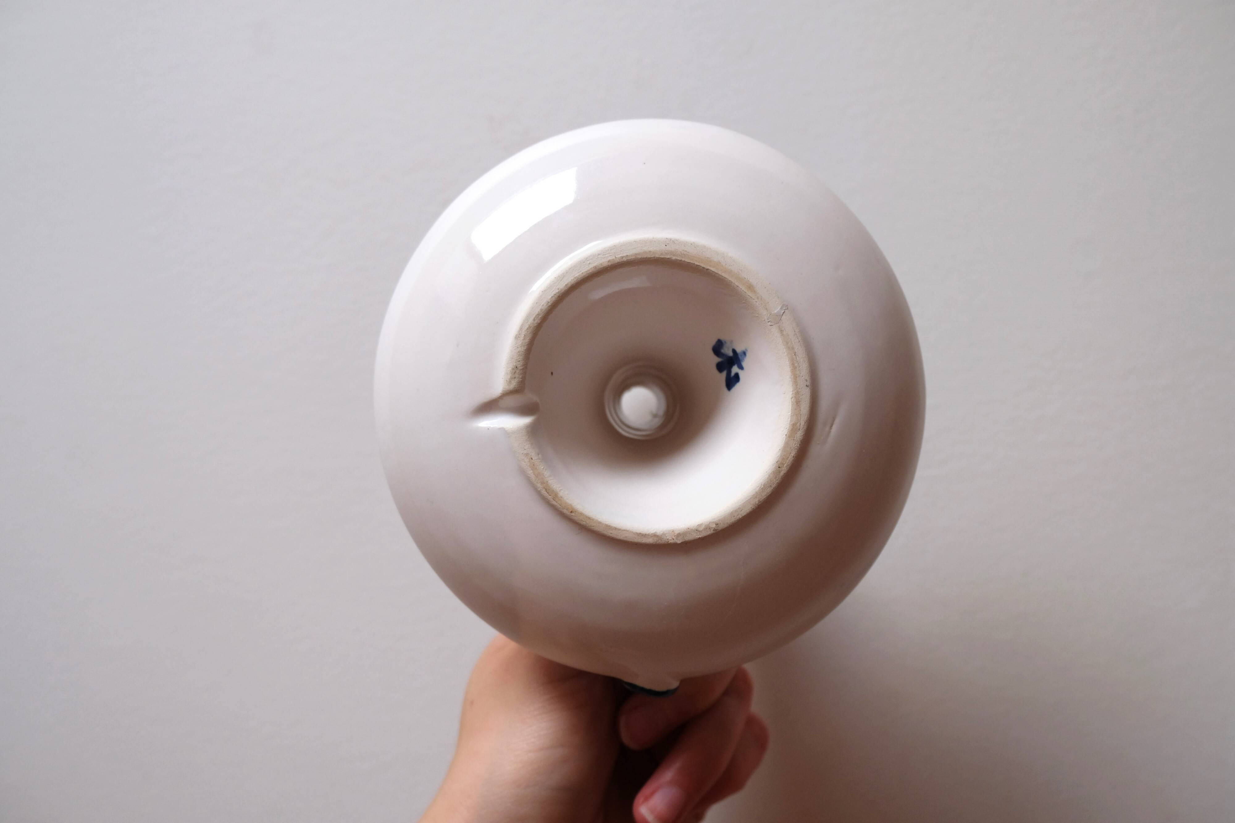 Blue patterned ceramic candle holder