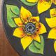 Assiette murale de poterie d'atelier allemande du milieu du siècle avec motif tournesol de Ruscha, années 1960