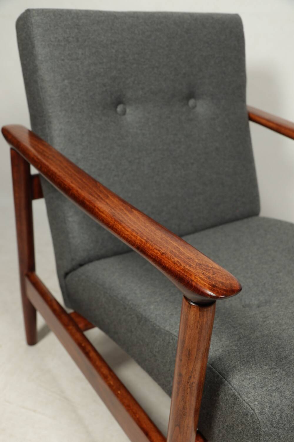 Scandinavian armchair in teak and gray fabric by E.Homa, 1960