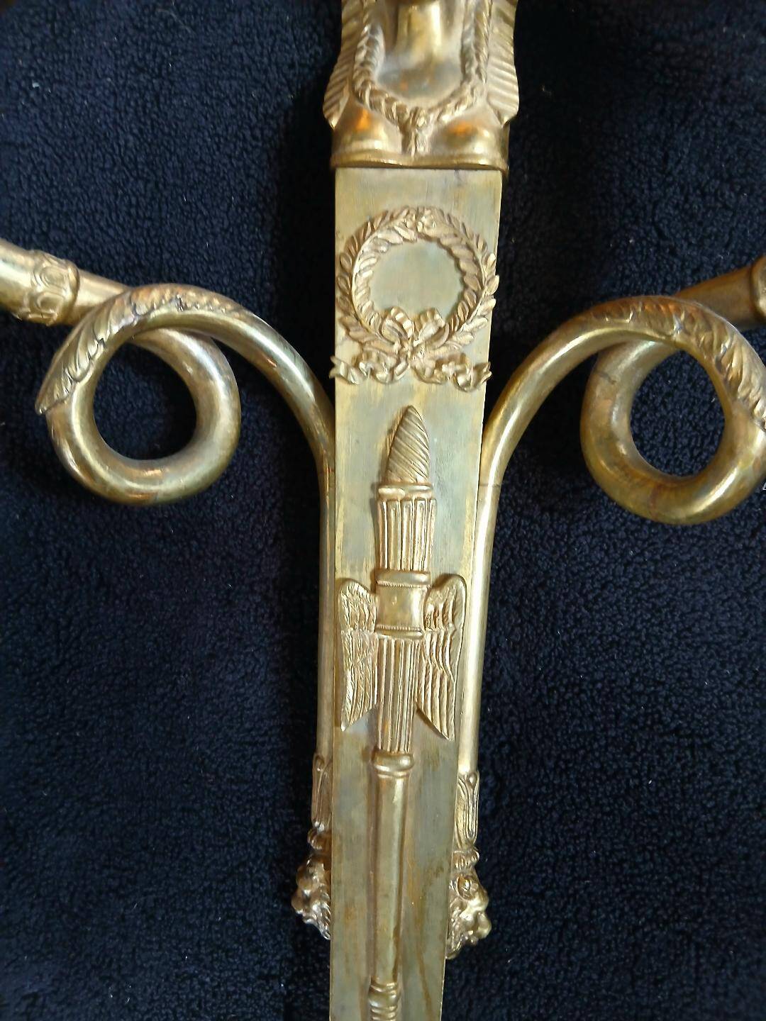 rare applique 1st Empire solid bronze Egyptian sphinx