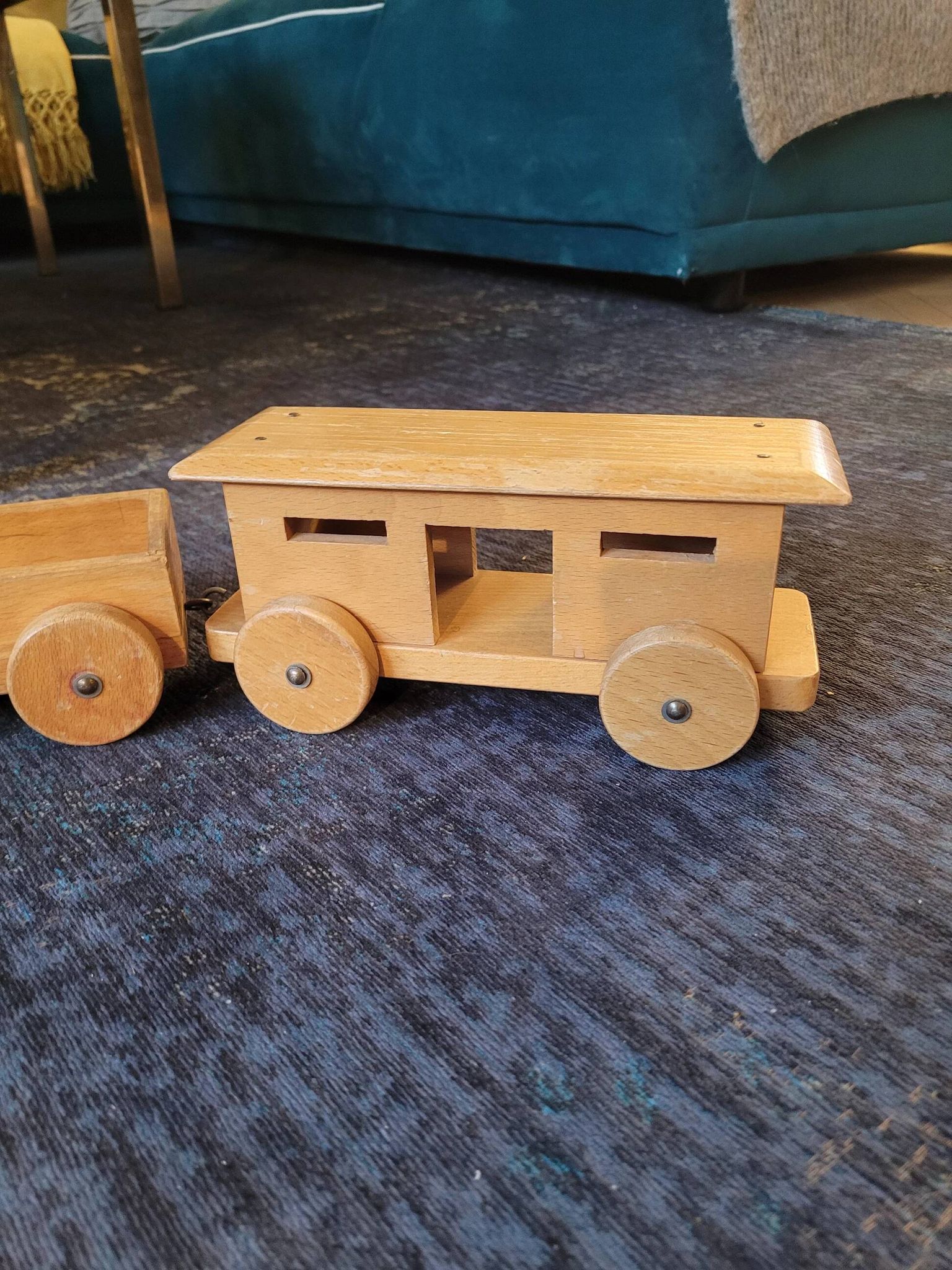 Train en bois ancien - jouet en hêtre
