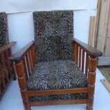 Paire fauteuils style club léopard  vintage