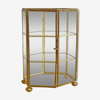 Vitrine vintage en laiton et verre
