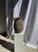 Large oval vase with double handles, featuring raised grey-beige stripes, H42 D28.