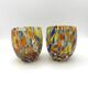 Set of 6 blown glass glasses from Venice with Effetre Murano murrine.