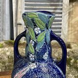 Pair of art deco enameled earthenware vases signed Amphora - Made in Czechoslovakia