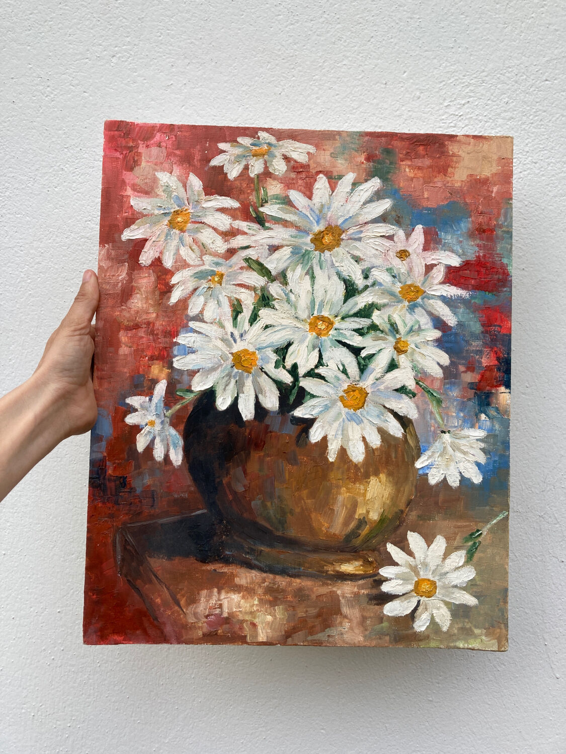 Oil on canvas bouquet of flower old painting