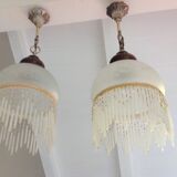 Pair of art deco style frosted glass globes