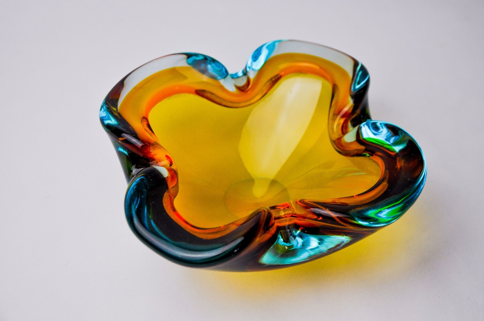 Multicolored Sommerso ashtray by seguso, murano glass, Italy, 1970