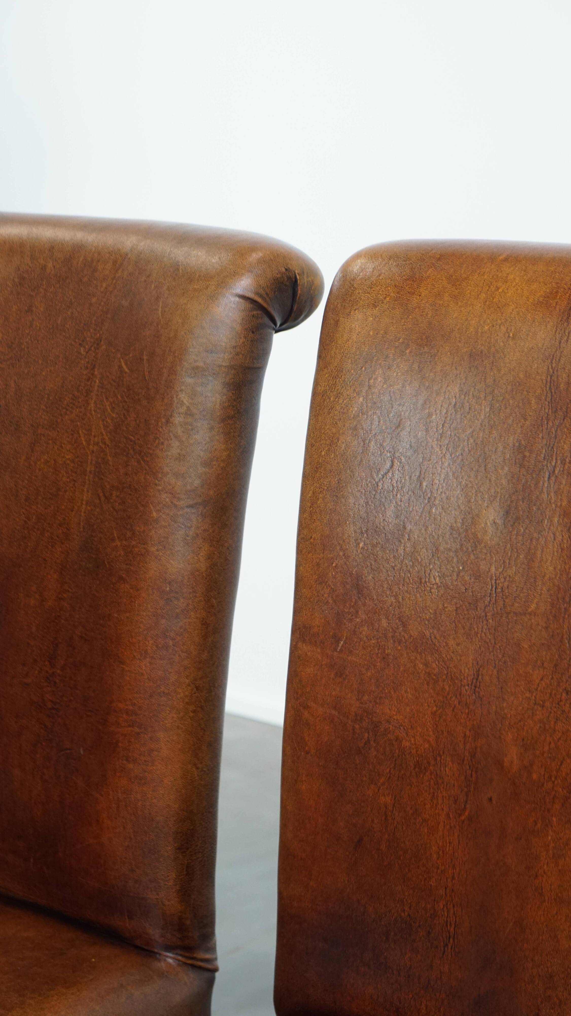 Set of 6 Dining Chairs in Sheepskin Leather