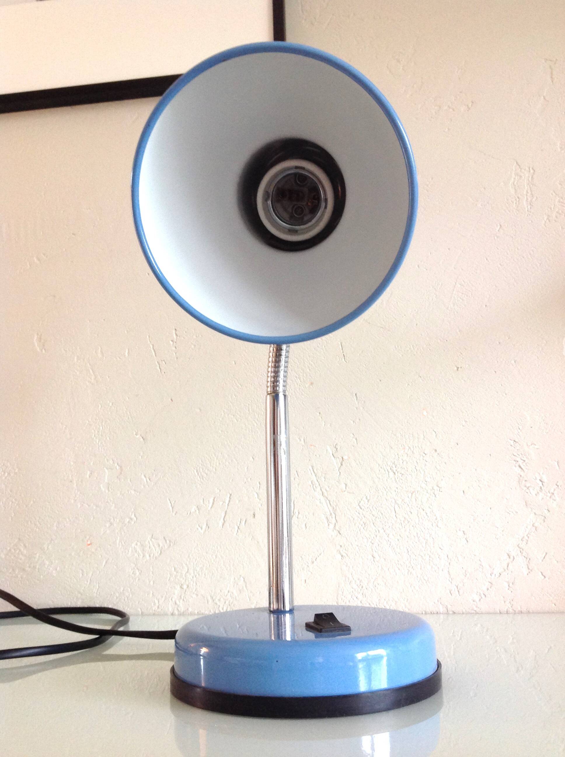 Blue metal desk lamp / vintage 70s-80s