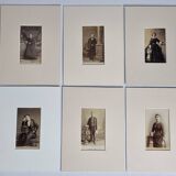 Ensemble de 6 photographies anciennes, portraits studio du XIXe siècle, hommes, femmes et enfants