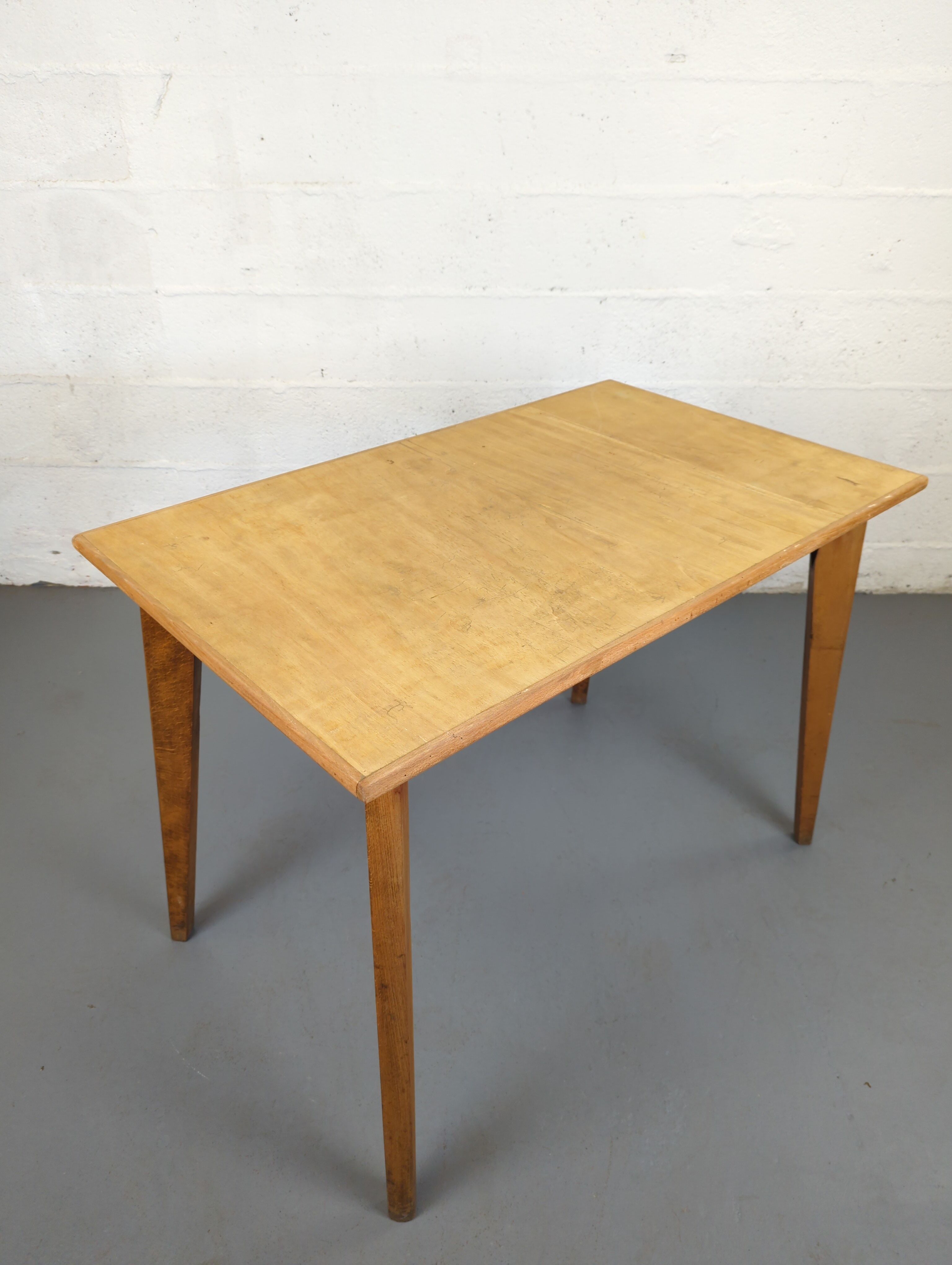 Vintage bistro table rectangular compass feet