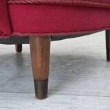 1960s, Danish armchair, furniture wool, beech wood logs.