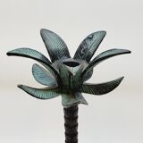 Bougeoir chandelier vintage en fonte en forme de palmier