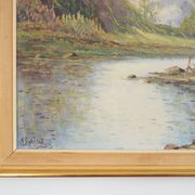 Painting „The Chalet at the Mountain Stream”, Scandinavian design, 1970s