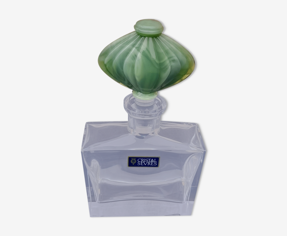 Carafe à whisky en cristal de Sèvres avec bouchon en jade dans son coffret
