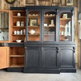 Large black patinated glass bookcase (renovated)