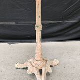 Bistro table with cast iron base and solid teak top
