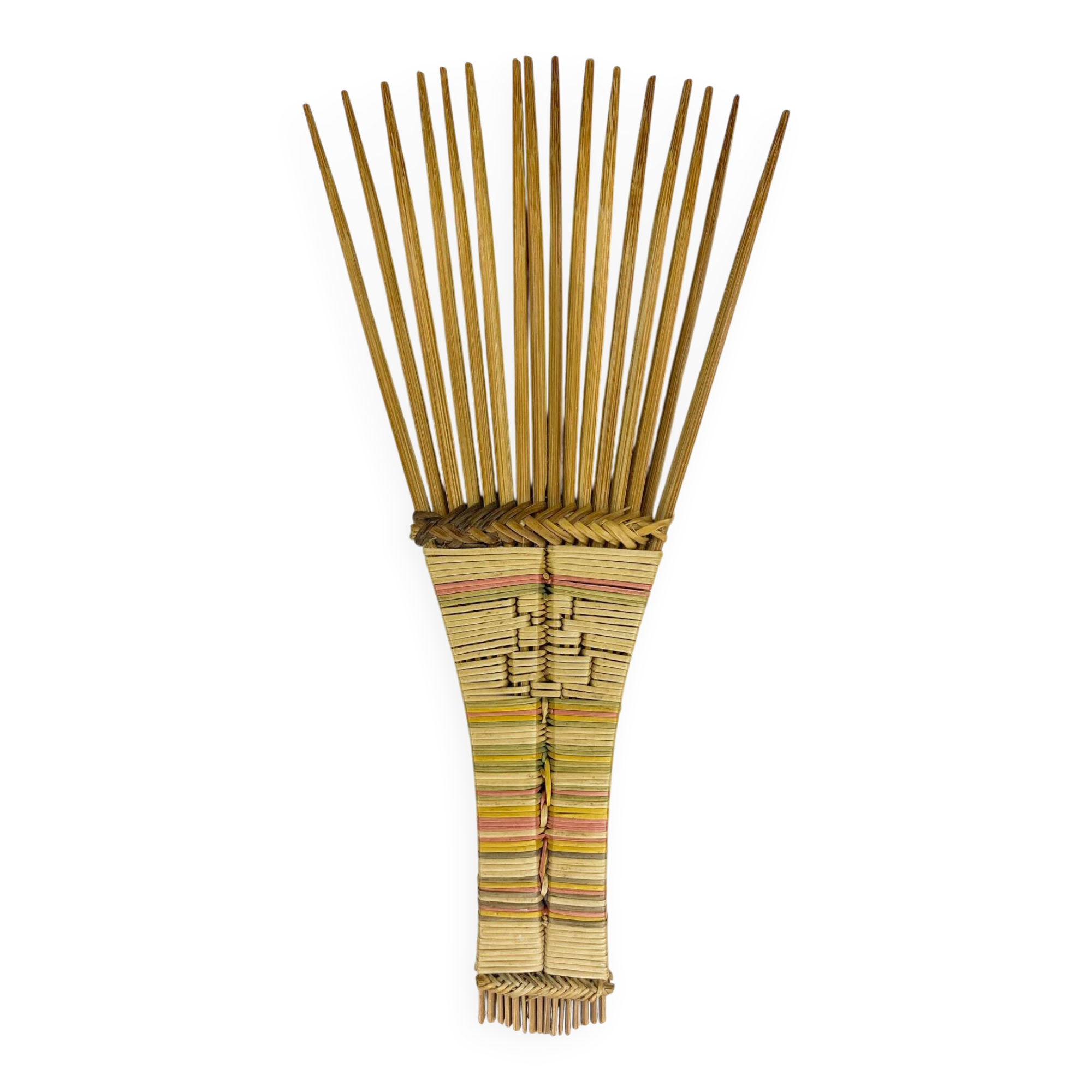 Traditional Luba comb / Congo made of wood and woven wicker.