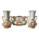 Vases en barbotine art nouveau, ancienne garniture de cheminée