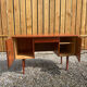 Vintage wooden desk teak veneer sixties conical legs 1 drawer