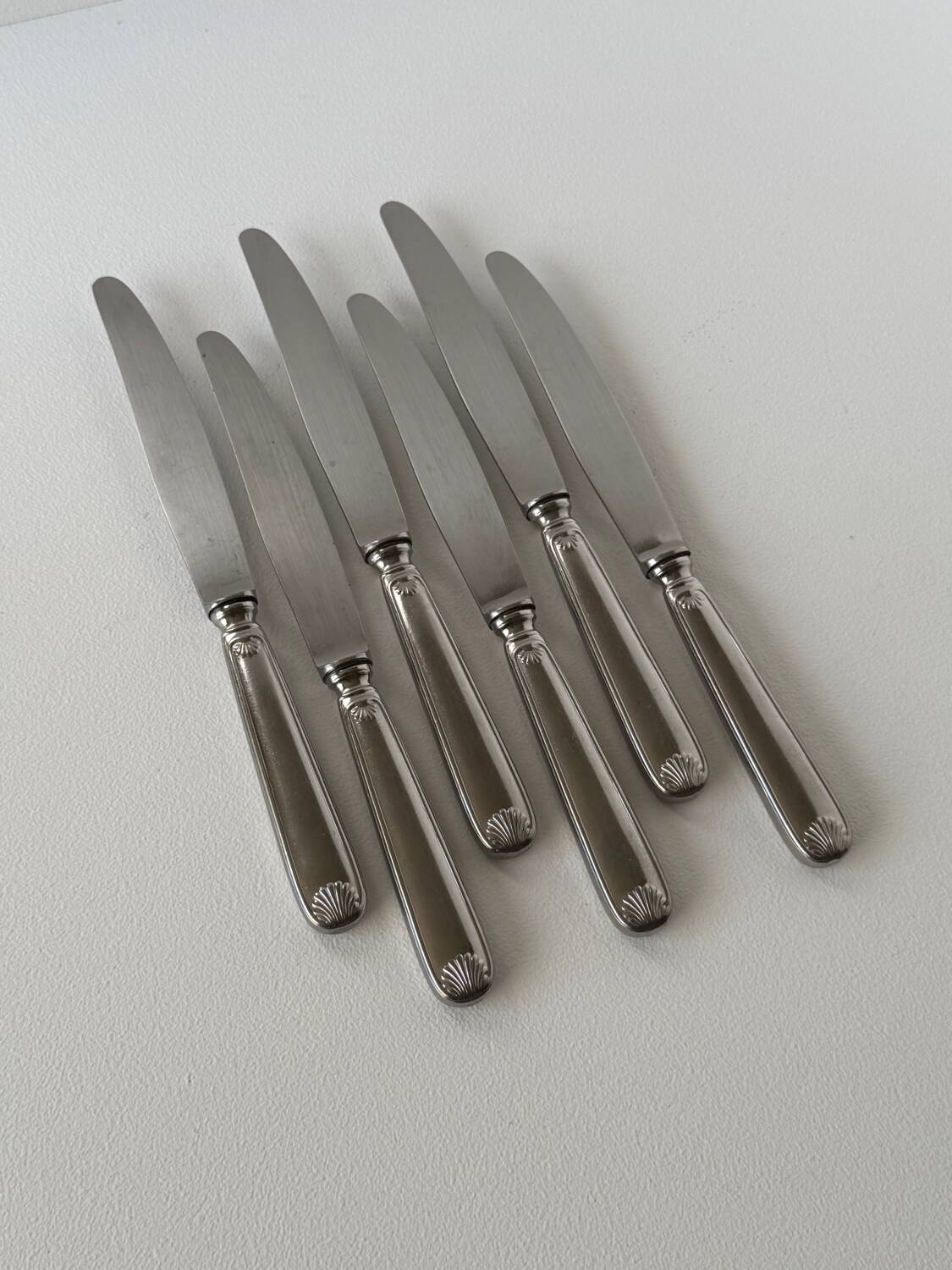 Set of 6 Vintage Modernist Sea Shell Design Dinner Knives