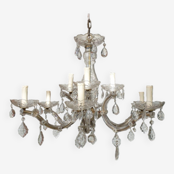 Murano style chandelier with six arms of light and nine lamps