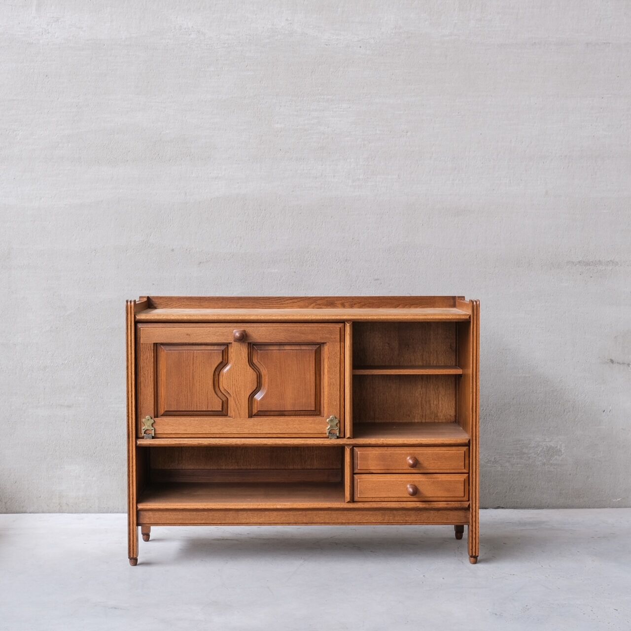 Guillerme et Chambron oak mid-century french cabinet sideboard