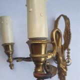 Pair of wall sconces candle holders in Empire style in bronze