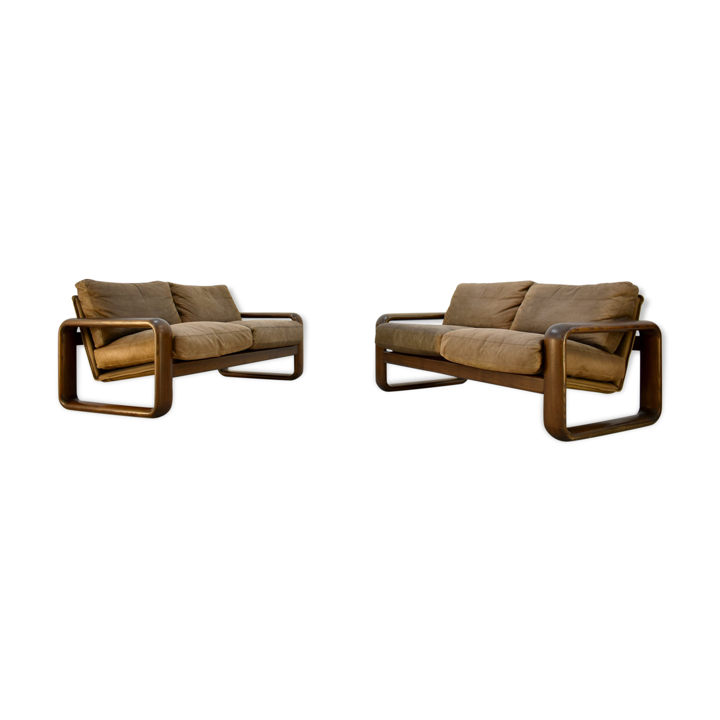 Pair of Rosenthal Studio Line Model Hombre Leather Sofa by Burkhart Vogtherr, Germany 1975