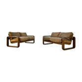 Pair of Rosenthal Studio Line Model Hombre Leather Sofa by Burkhart Vogtherr, Germany 1975