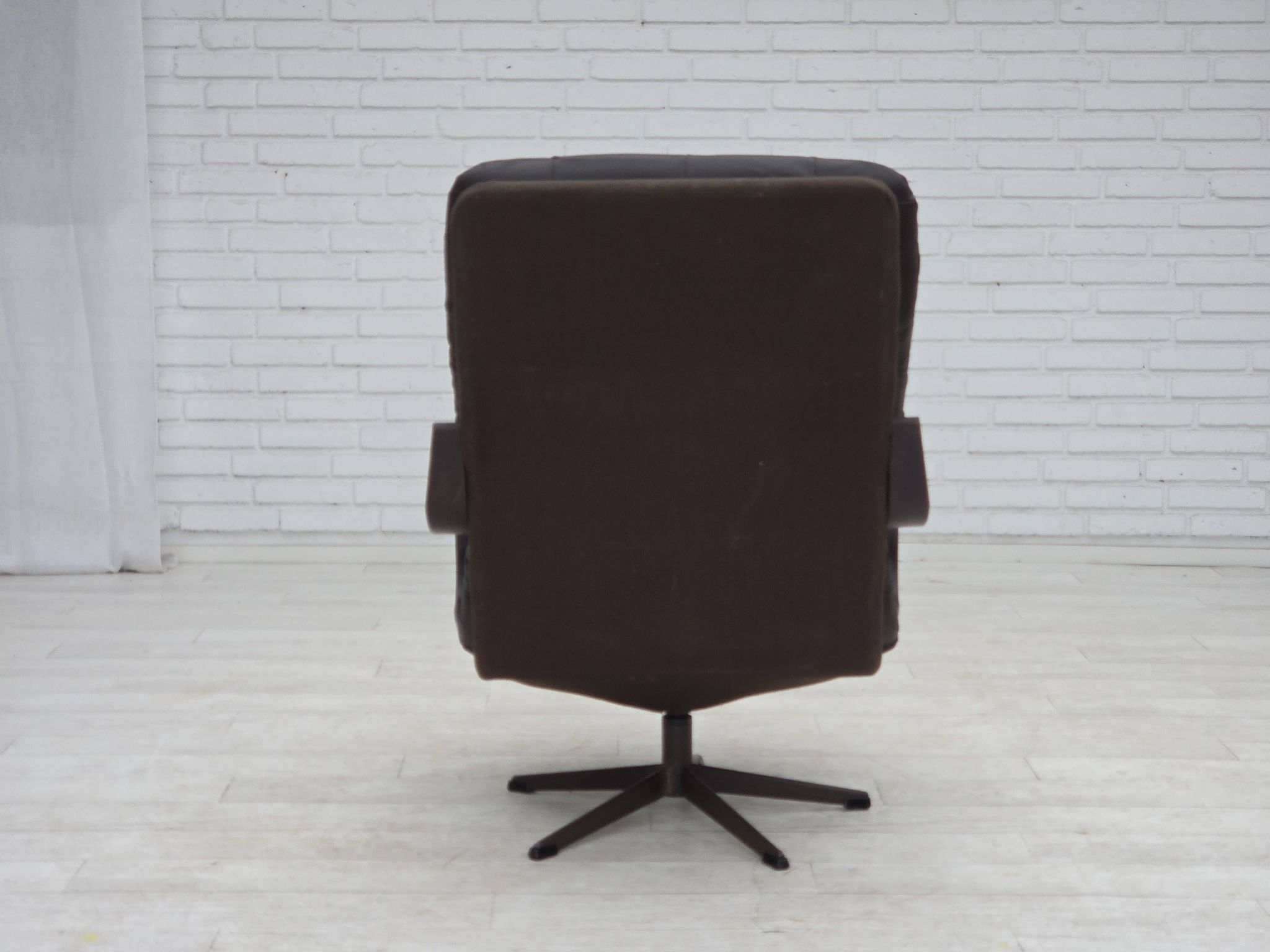 1970s, Scandinavian swivel armchair, original patchwork furniture leather.
