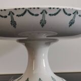 Compotier en terre de fer Gien motif guirlande verte 1900-1930
