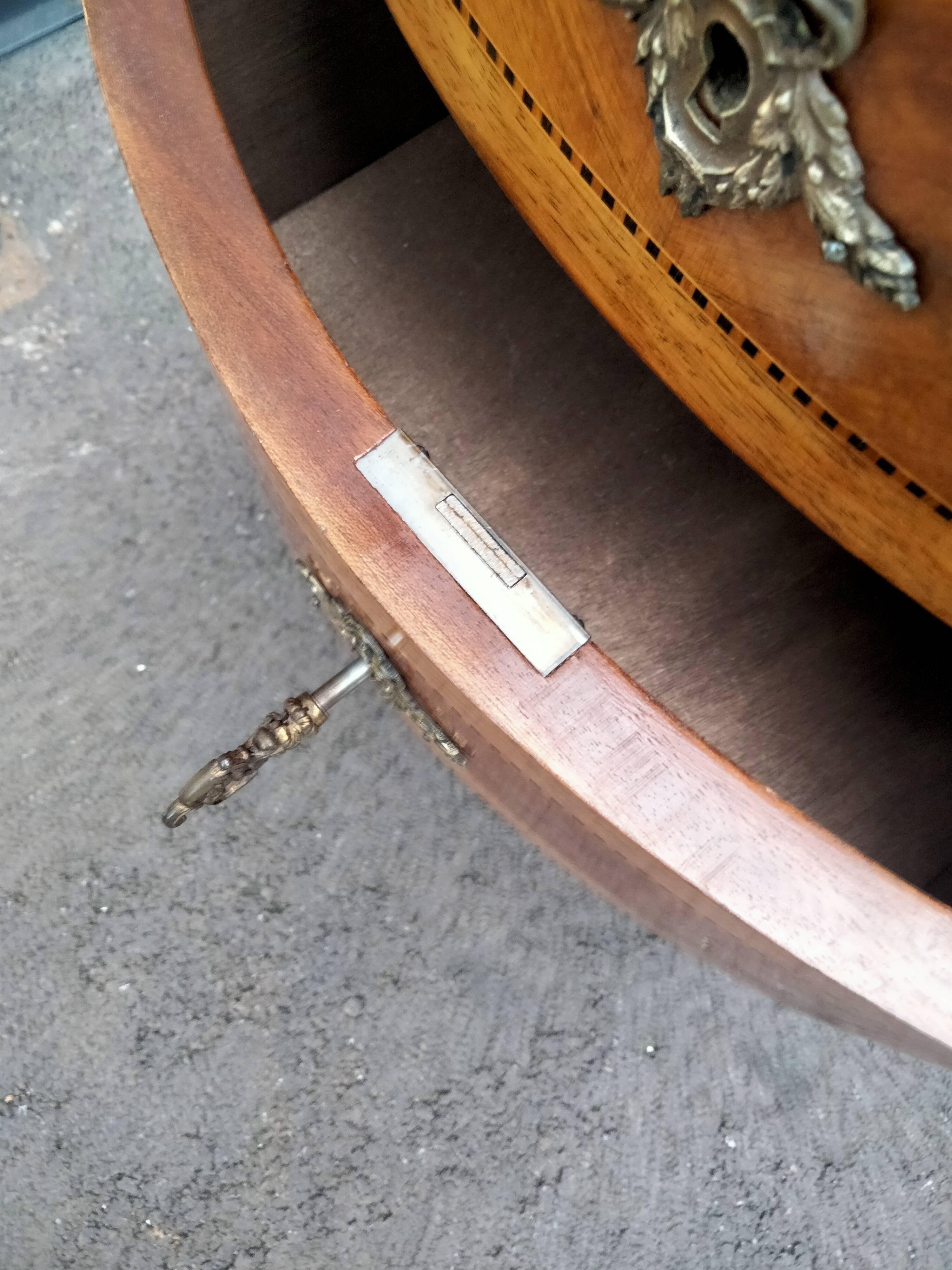 Chest of drawers old marquetry marble top style louis xvi