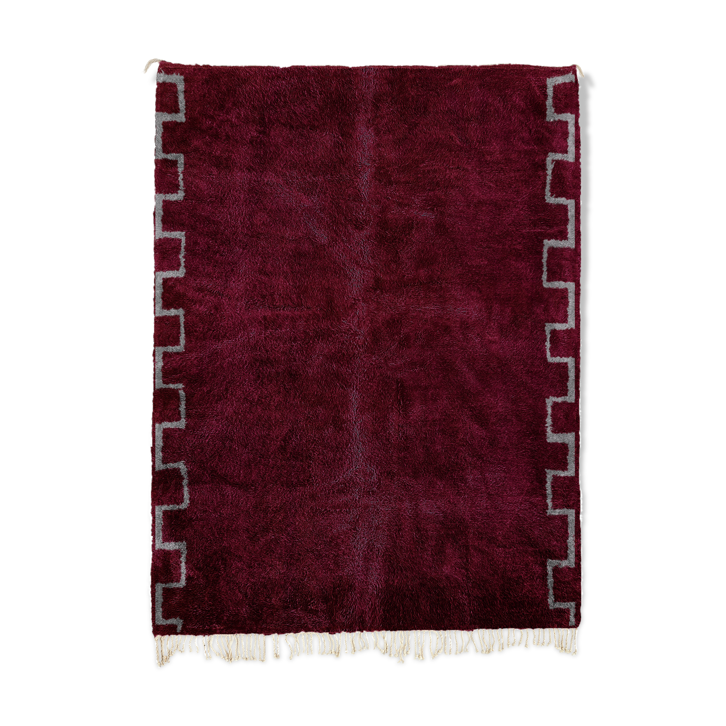 Tapis marocain moderne rouge foncé