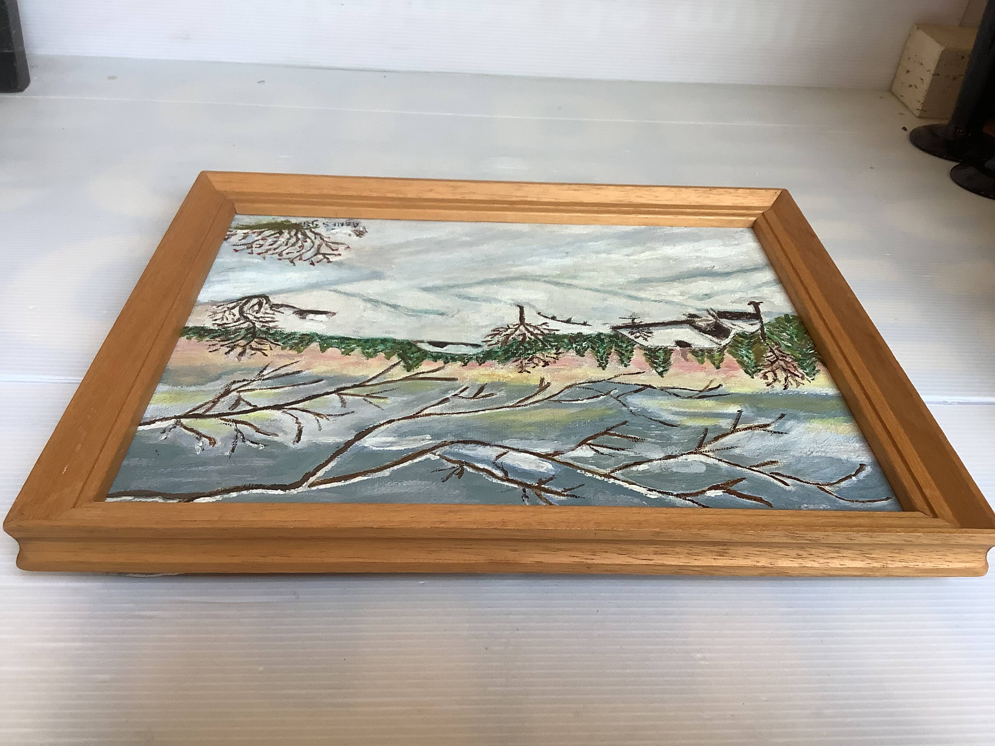 Winter landscape under snow oil on canvas signed
