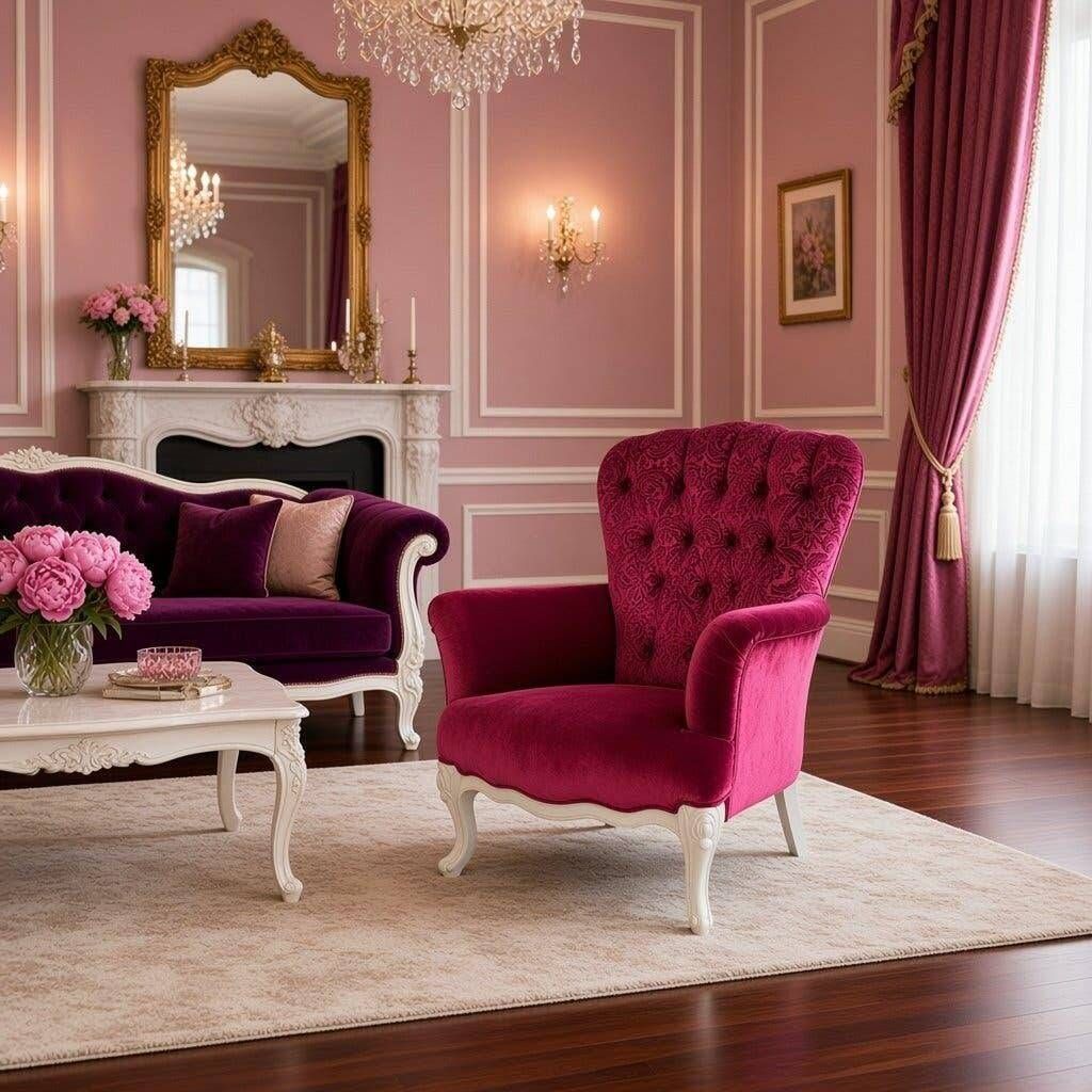 Fauteuil baroque fuchsia vintage / siège