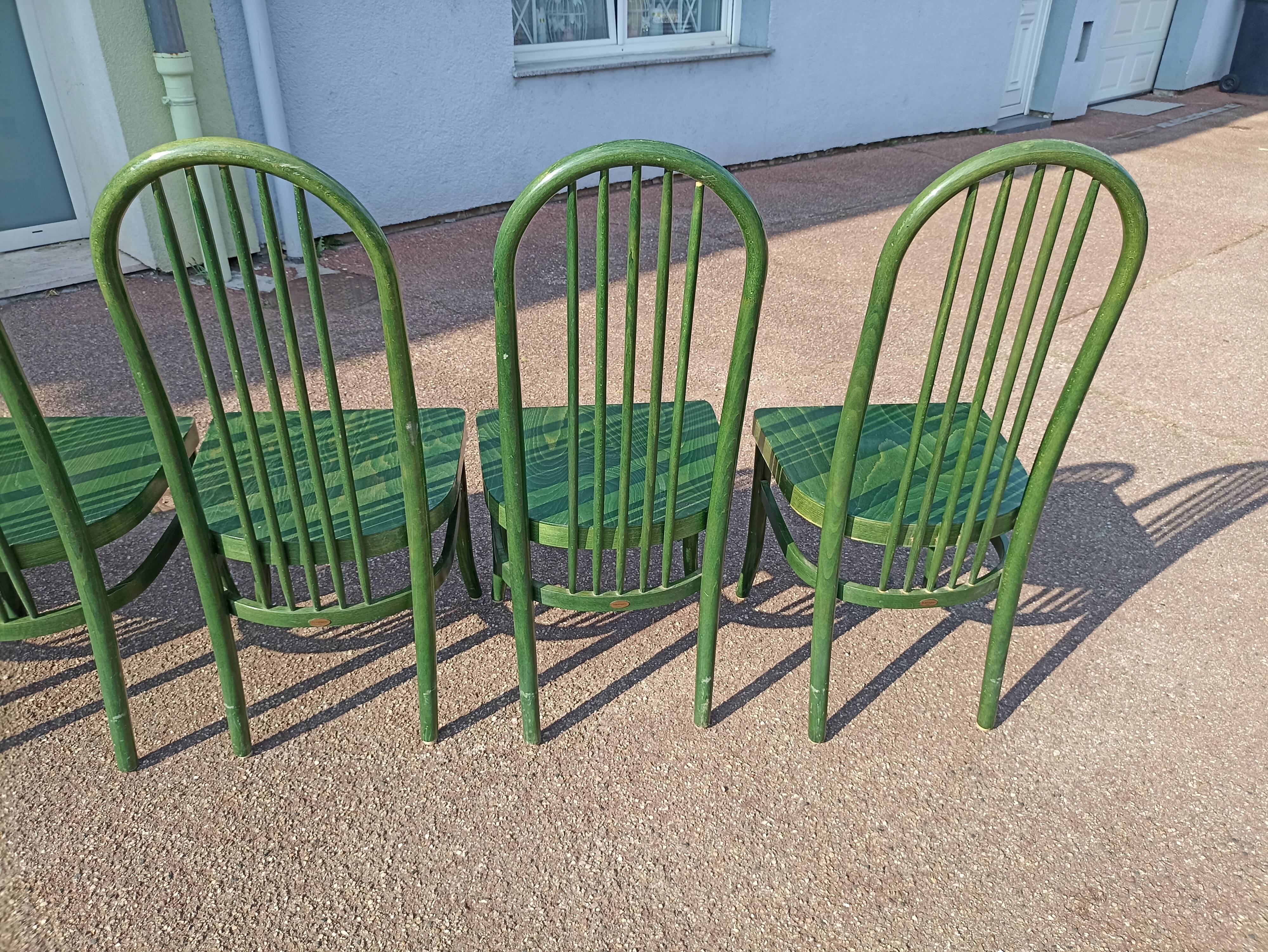 Lot de 6 chaises de bistrot baumann eden terrasse verte bois - vintage