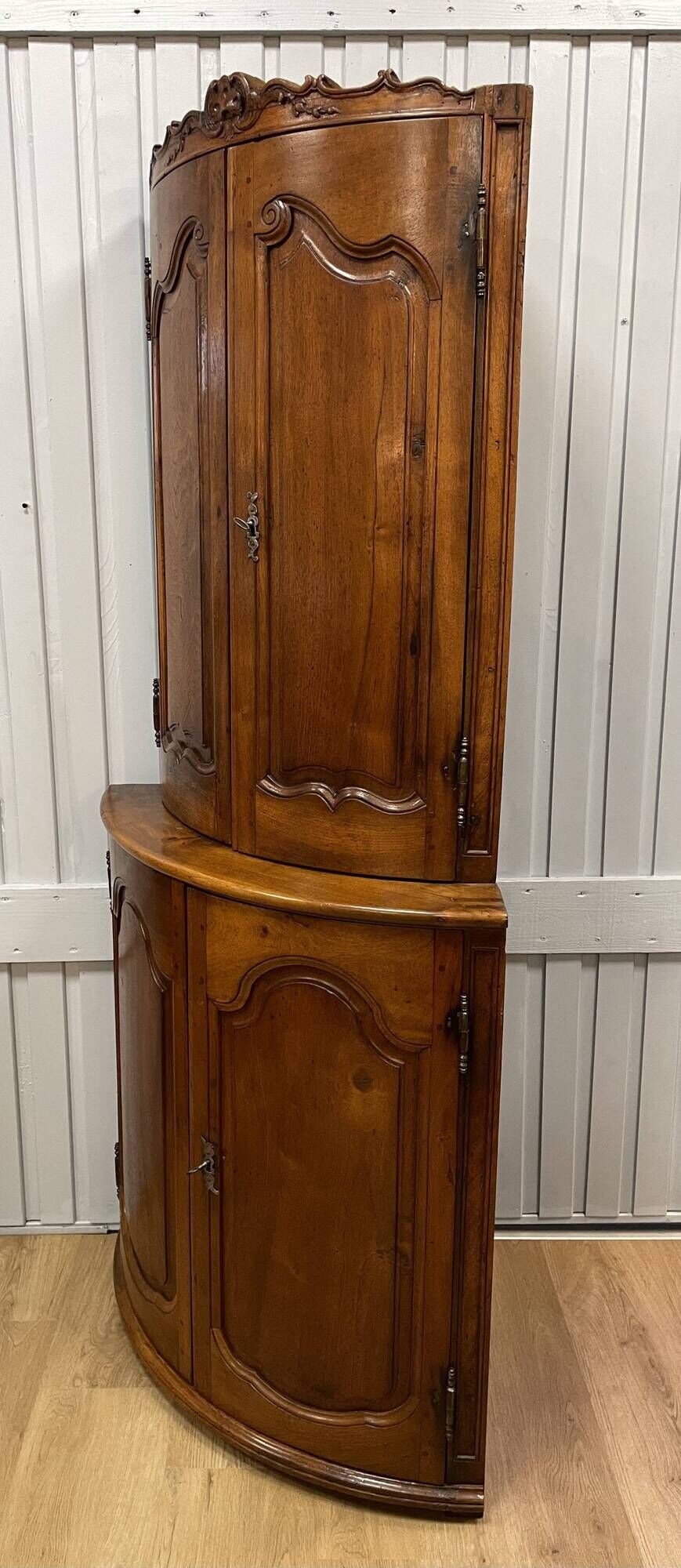 Double Body Corner Cabinet in Walnut from the end of the 19th century