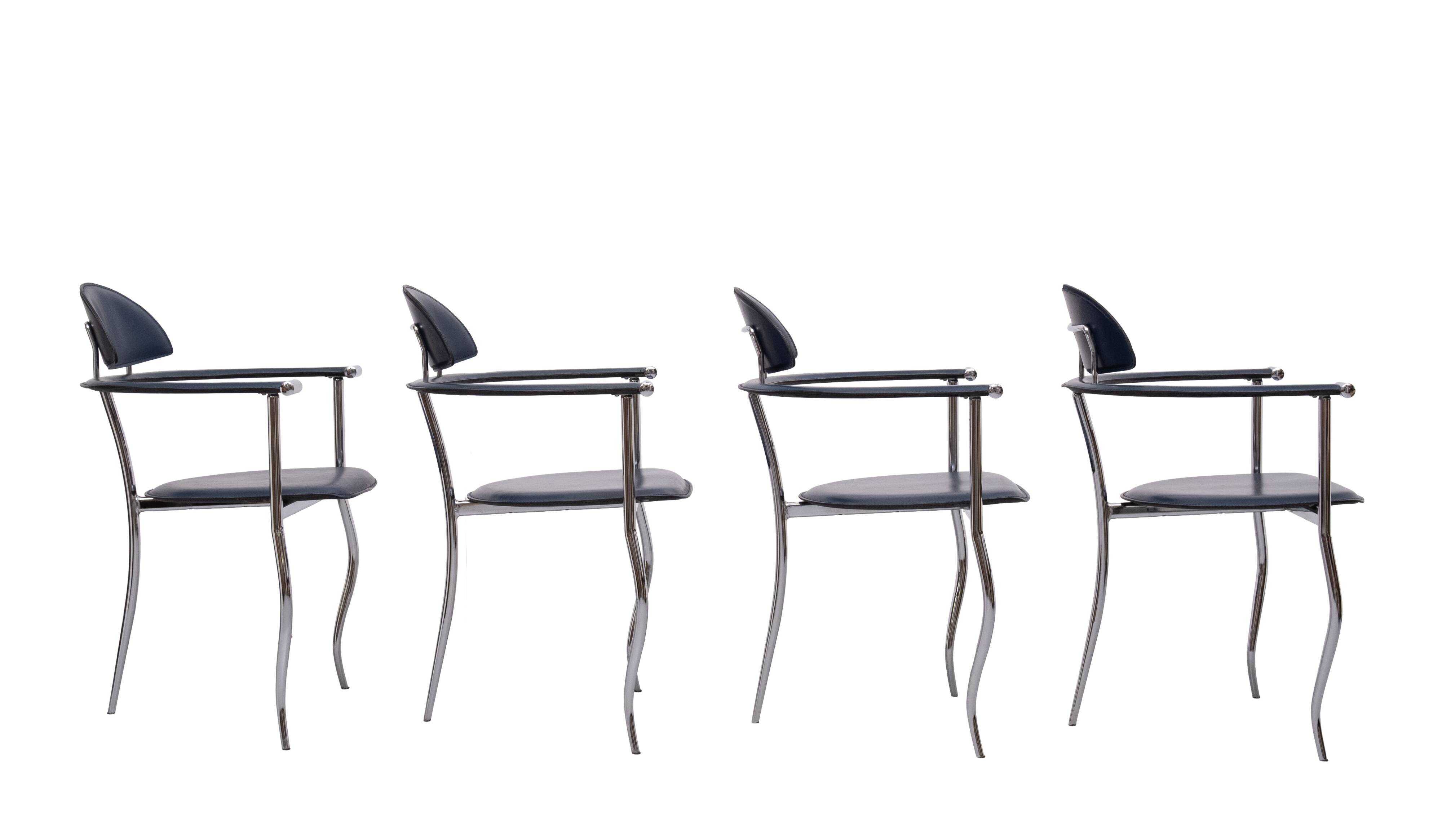 4 Italian Arrben 'Marilyn Stiletto' dining chairs 1970s