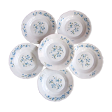 Vintage 6 hollow plates arcopal 70 - 80's décor myosotis veronica
