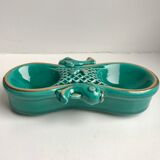 Green and gold ceramic salt shaker Art Deco 30s