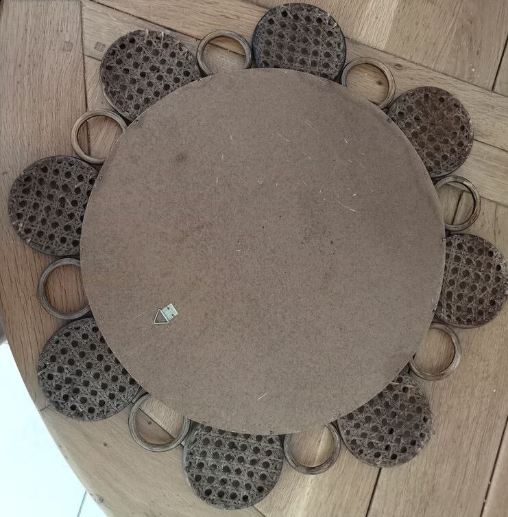 Vintage rattan flower mirror and cannage 60s/70s