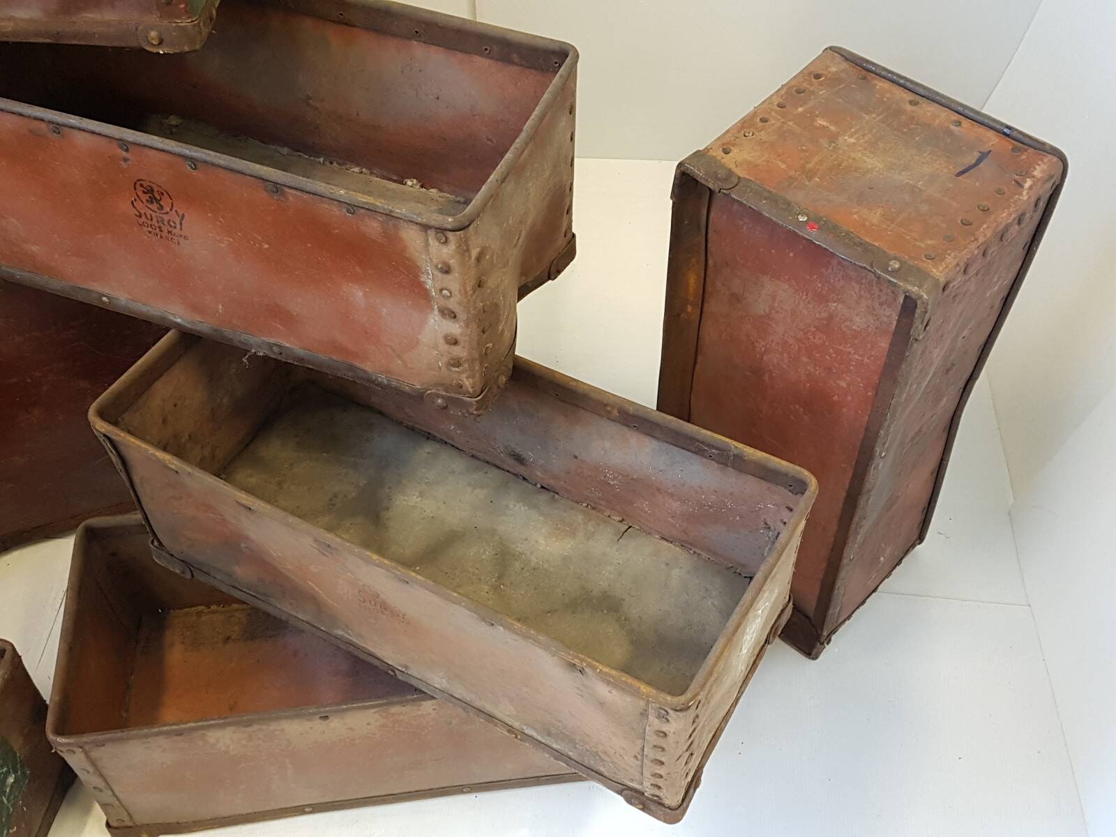 Batch of 11 storage bins suroy industrial loos france vintage 1950