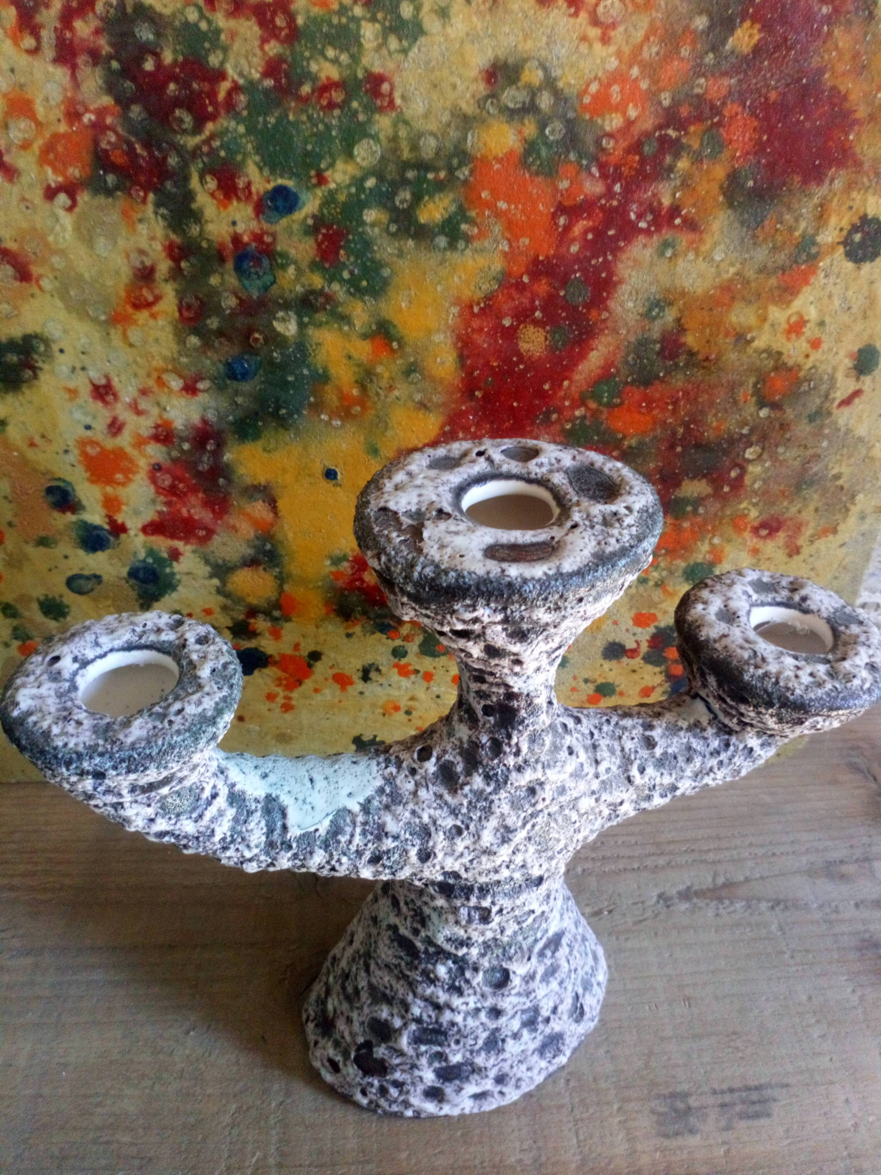 Ceramic scum three-branched lava candlestick