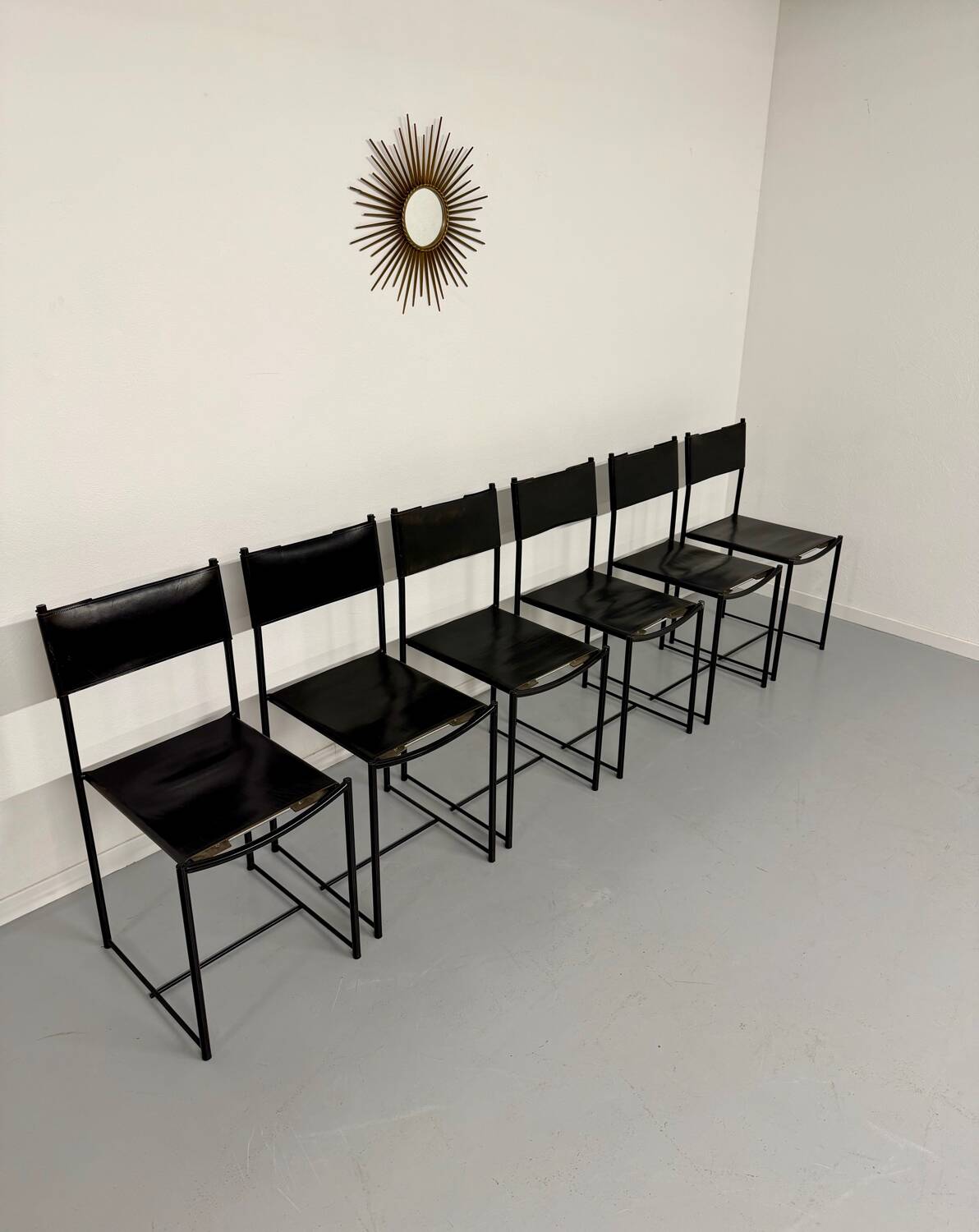 6 chaises en cuir « 101 » design italien Belotti Alias 1980 vintage