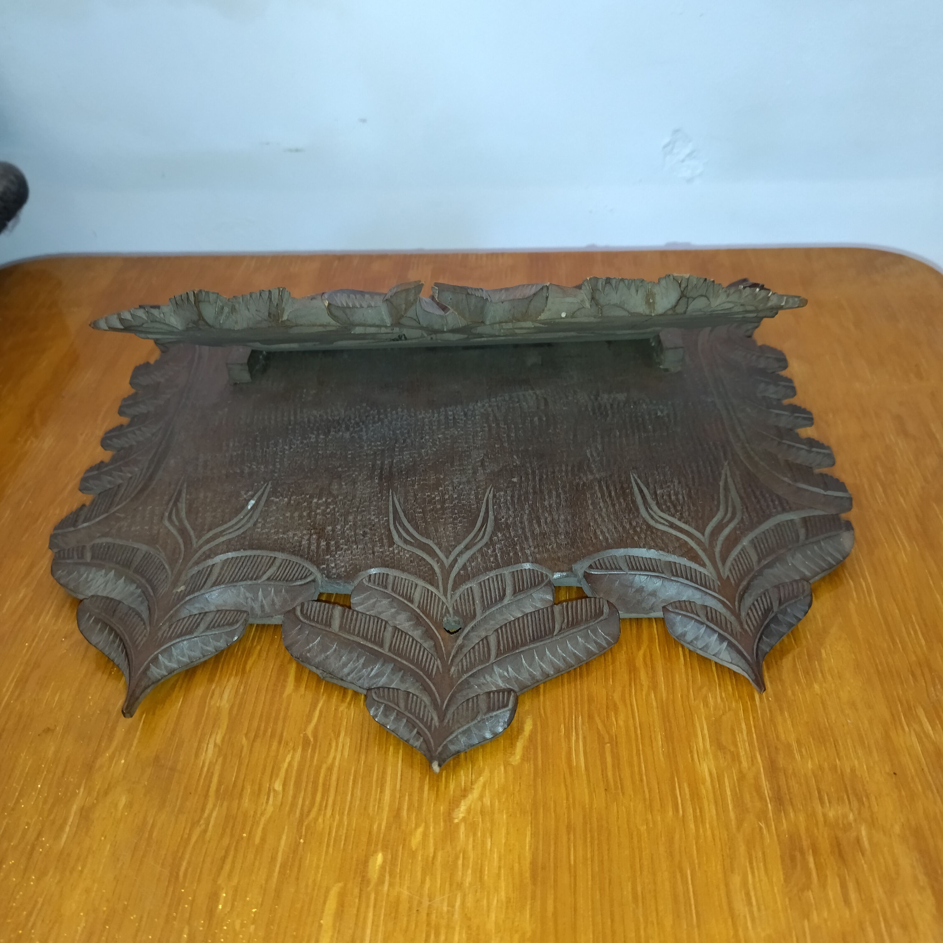 Mail rack carved wood black forest