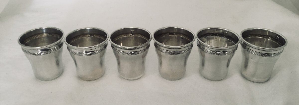 6 liquor cups "rubans croisés" Charles Vincent