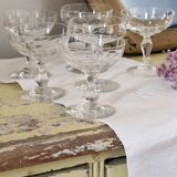 Set of 6 mismatched old crystal champagne glasses